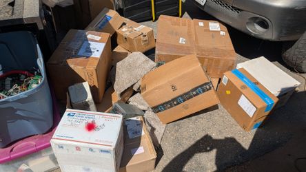 FREE packing and shipping boxes. Some with peanuts bubble wrap and other shipping packaging. Free free free