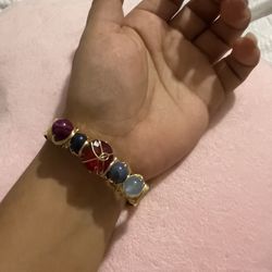 Gold Plated Red Gemstone Different Color Beads 