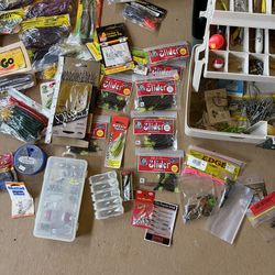 Fishing, lures, tacklebox, and reels