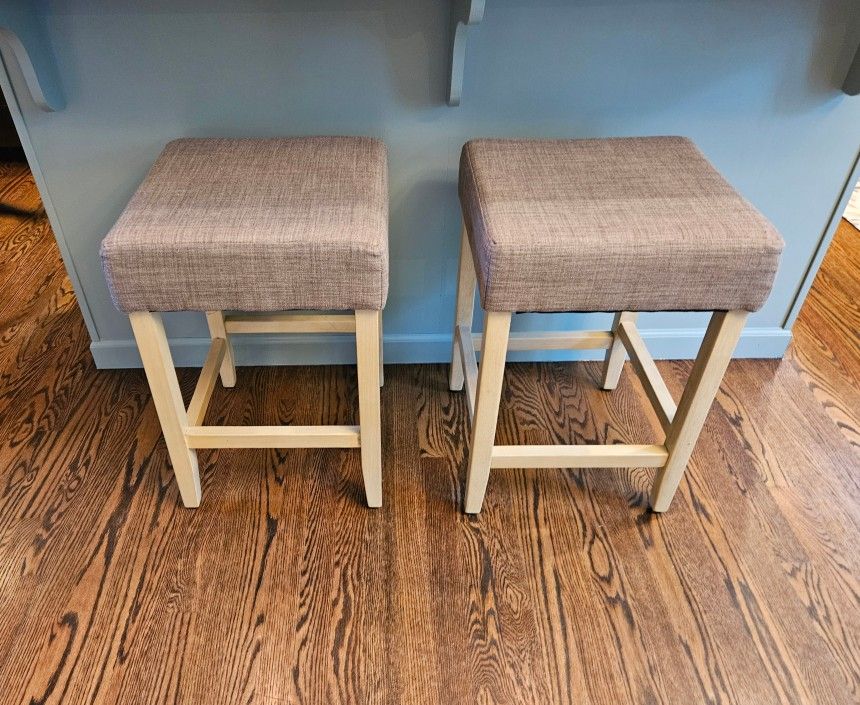 24" Gray Upholstered Bar Stools (set of 2)