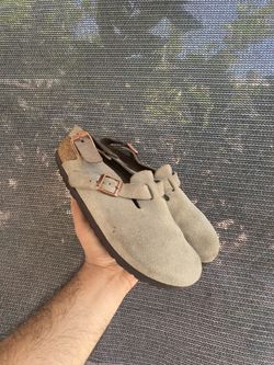 Birkenstock Tokio Suede Leather Clogs in Taupe
