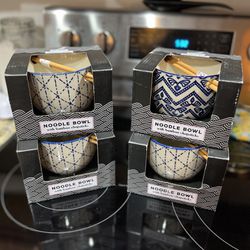 Set Of New Noodle Bowls With Chopsticks