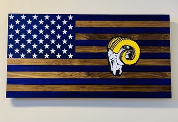Wooden Handmade La Rams Flag. Rams Collectibles