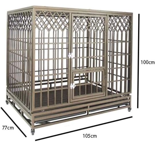 cage Golden Retriever Alaskan Samoyed Stainless Steel Galvanized Steel Pipe Indoor Foldable pet cage Door Dog Crate Dog Kennels and Crates (Size : S

