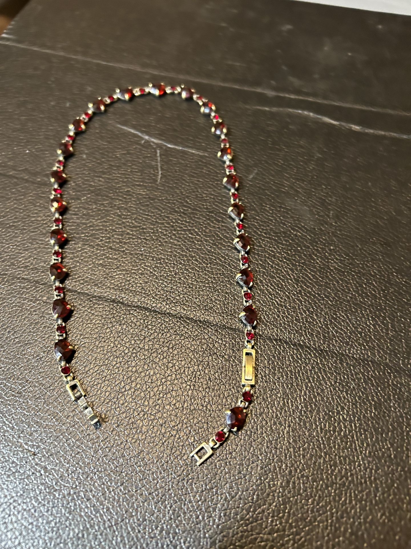Vintage Natural Garnet Necklace Signed MONET