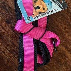 Large Dog Pink Collar, Harness And Lead 