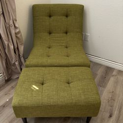 Green Accent Chair And Ottoman 
