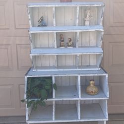 Antique looking wood shelving unit