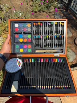 Deluxe Art Supply Set in Wooden Case