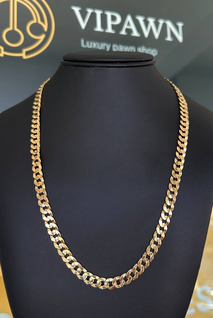 14k solid yellow gold curb flat style 22.5" necklace 33.6 grams