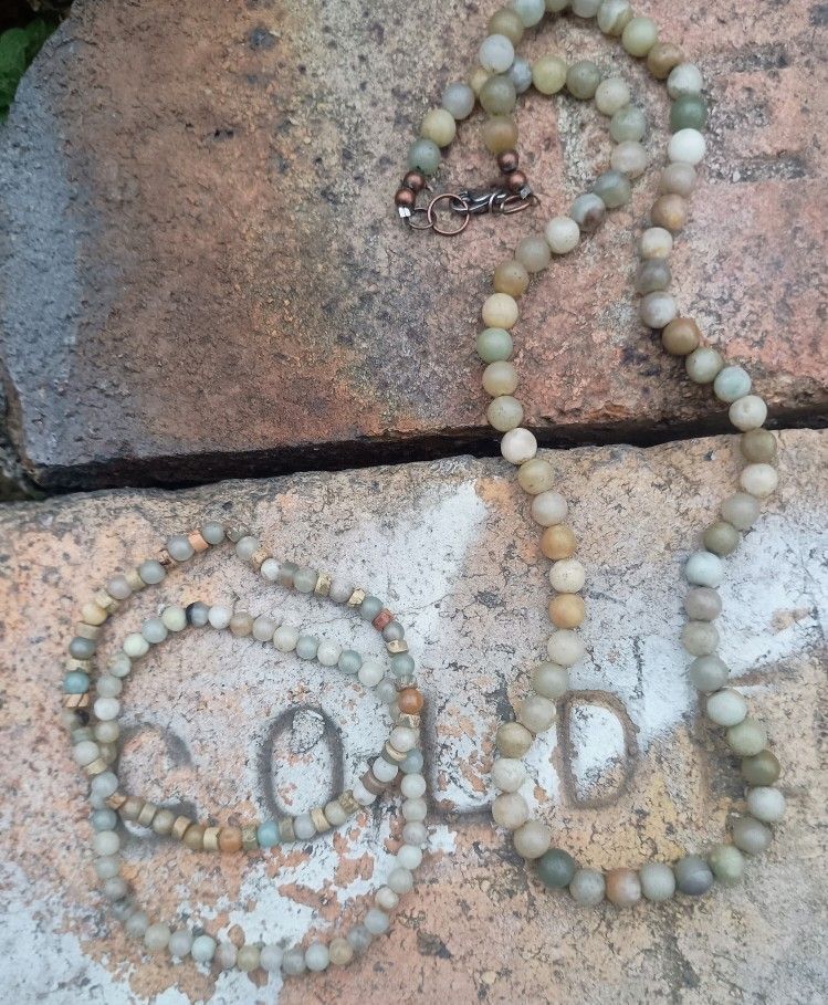 Amazonite Necklace And 2 Amazonite Bracelets