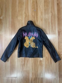 Def Leppard Black Leather Moto Jacket