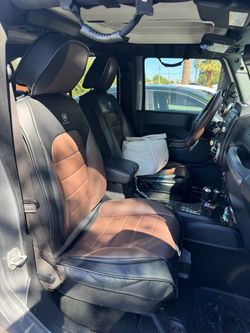 Black and Brown Leather Car Seat Covers