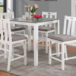 Brand New White & Grey 5pc Counter Height Dining Table Set 