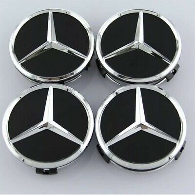 Black 4Pcs. 75mm/3"in. Center Cap Cover for Mercedes Benz