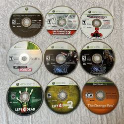 Xbox 360 Loose CD lot bundle Left 4 dead 2 spiderman web of shadows 3 star wars unleashed forza 