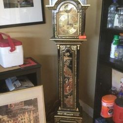 Asian theme standing grandfather clock with key