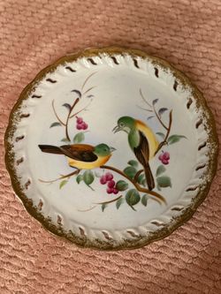 Lefton Hand-Painted Bird Ribbon Plate in P-754