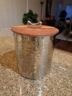 Hammered Stainless Steel Dog Treat Canister