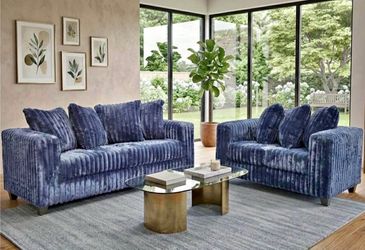 NEW NAVY BLUE SOFA AND LOVESEAT WITH FREE DELIVERY ORDER HERE PAY ON DELIVERY