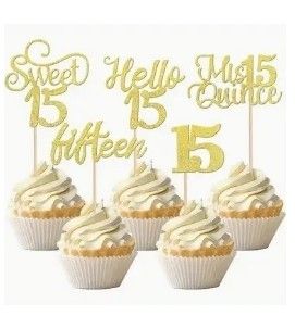 Mis Quince Anos/ Sweet 15 Cupcake Toppers - Brand New