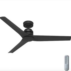 Hunter Nocturnal 52 in. Indoor/Outdoor Matte Black Propeller Ceiling Fan with Remote Included for Porches and Covered Patios 