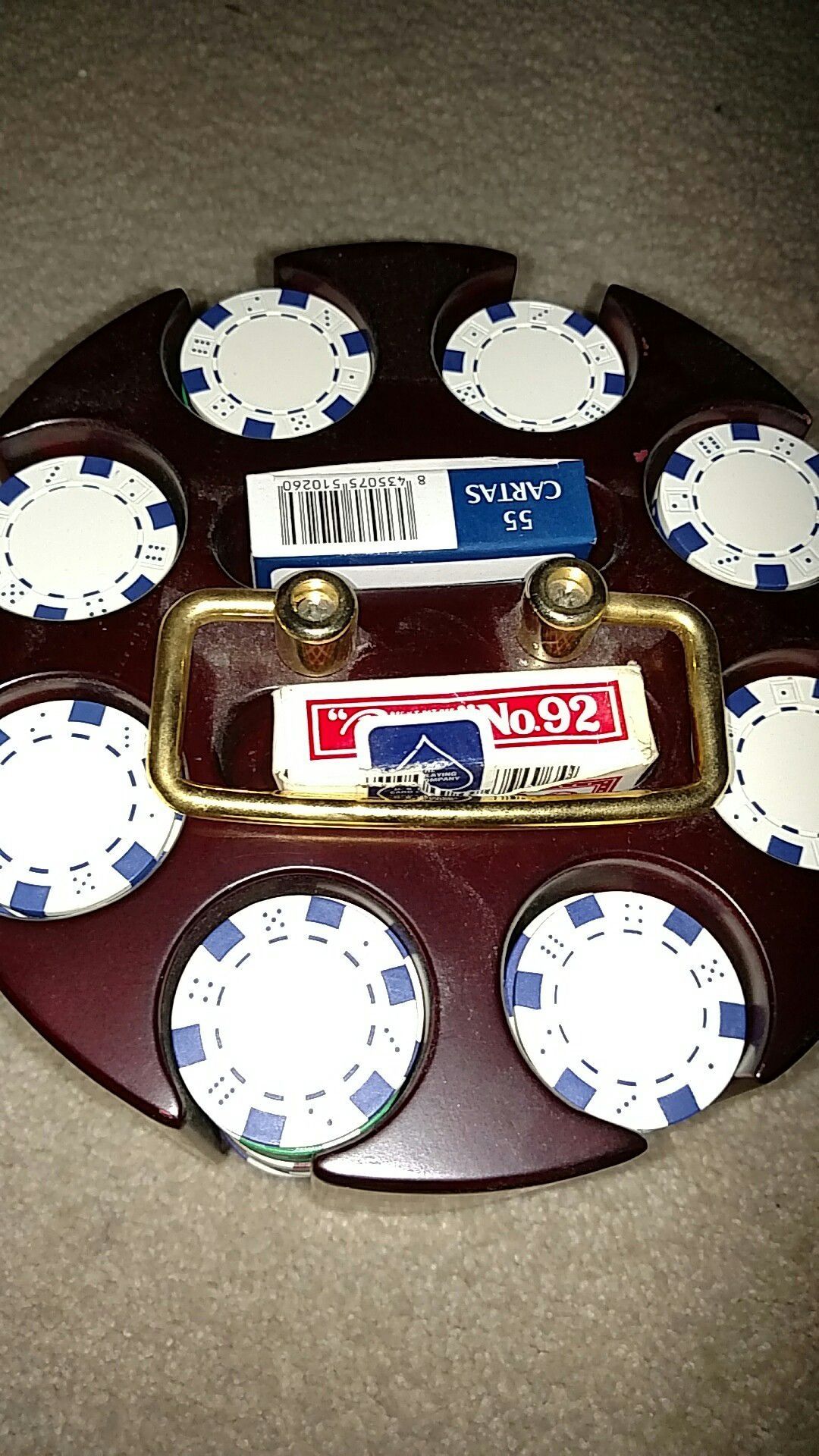 Restoration Warehouse. Poker chips and container. It Spins.