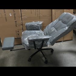 Rolling Office Chair With Spring Loaded Recline And  Foot Rest