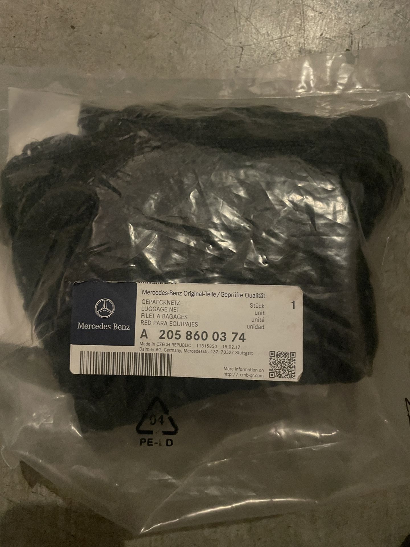 Genuine Mercedes Cargo Net – Part #A(contact info removed) – Brand New, Sealed — Fits W205 C-Class & W213 Sedan