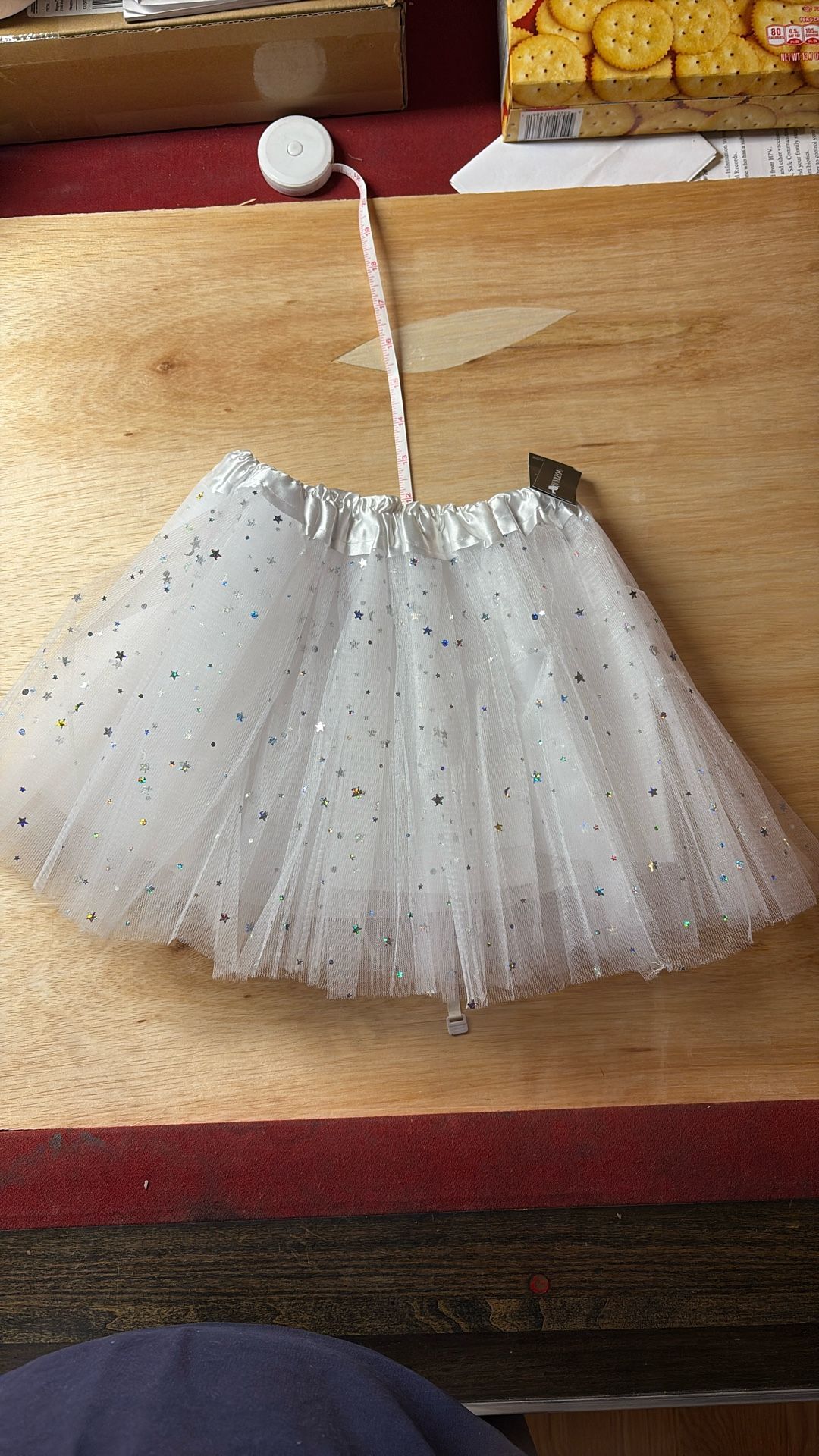 Qunbzou Kids Tutu. White Tulle Material Stars And Moon #onesizefitsmost