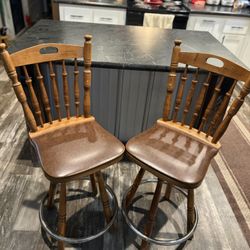 Wooden Sturdy Vintage Barstools