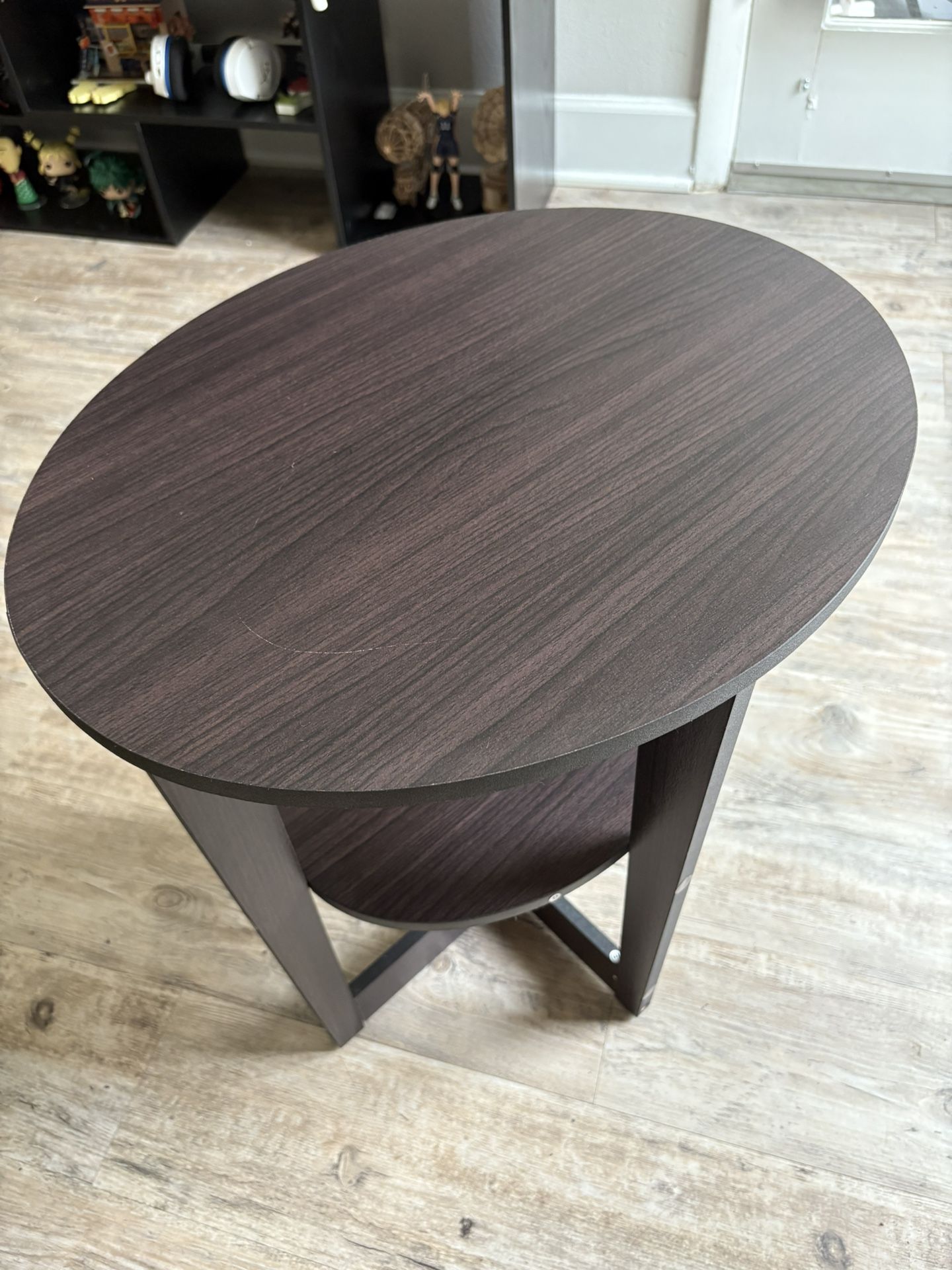 Dark Wood Oval Side Table