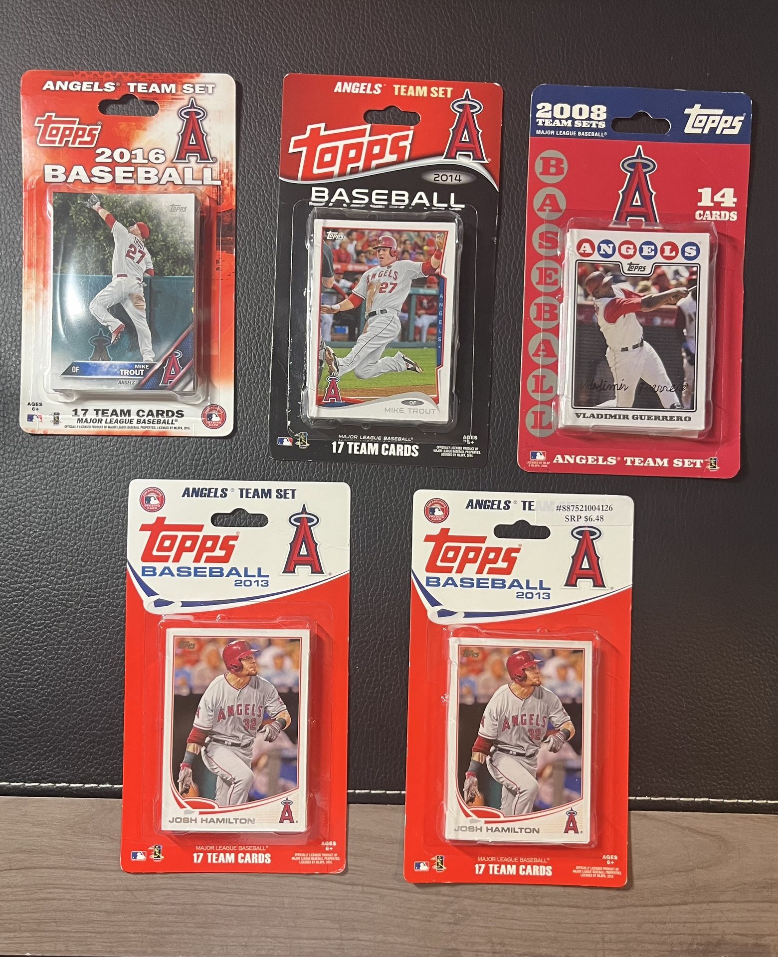 Topps Baseball Cards Angels Team Set Hanger Packs From 2016, 2014, 2013, 2008 