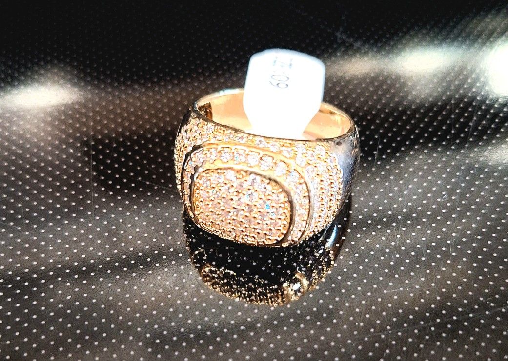 Mens gold plated Iced out Ring
