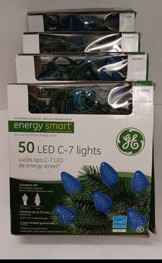 4 boxes Energy Smart 50 blue colored LED C-7 Christmas string lights $40 FIRM for ALL 4 boxes!