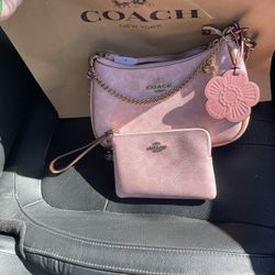 Brand New Coach Teri Shoulder Bag Brown And Powder Pink 