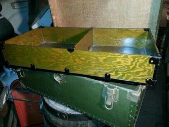 Military Steamer Trunk Chest Case w/ Shelf Cabinet Insert
