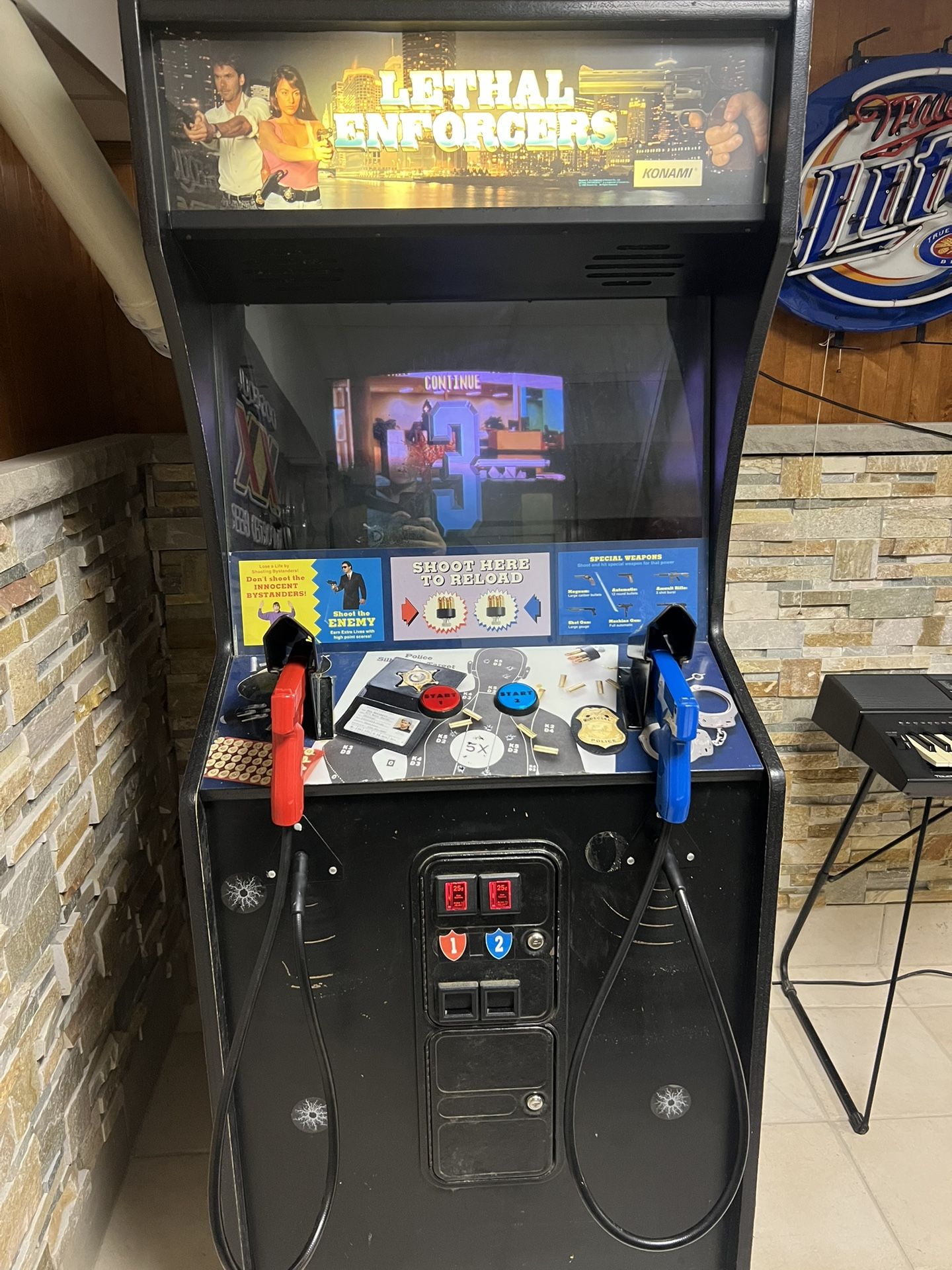 Konami Lethal Enforcers 2 Player Arcade Game 1992 works great