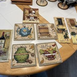 Set Of Different Ceramic Tiles To Hang In Kitchen Or Bathroom 