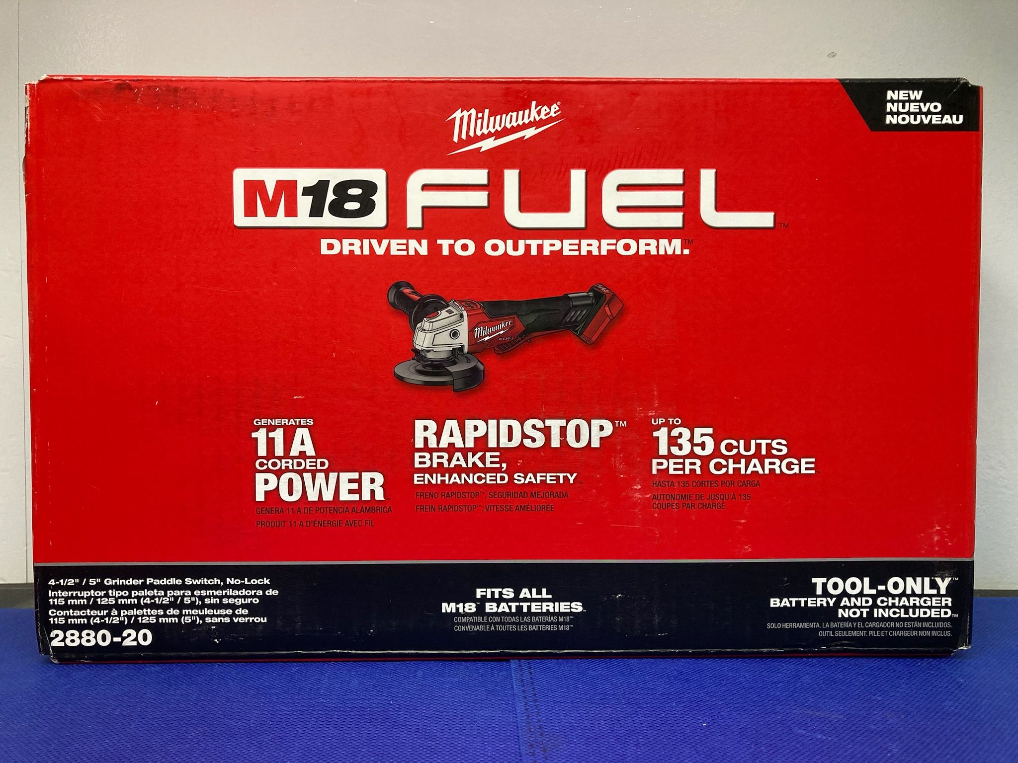 Milwaukee 2880-20 FUEL 18V Brushless Cordless 4-1/2" / 5" Grinder w/Paddle Switch (Tool-Only)