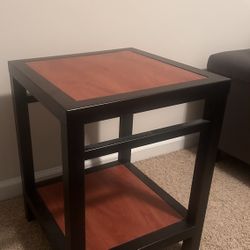 Black Metal & Cherry Wood Nightstand