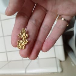 Gold Plated Nugget Earrings 
