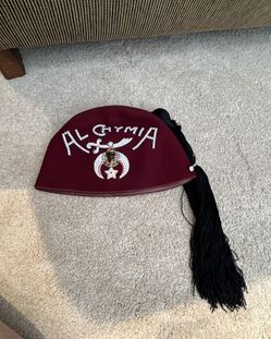 Vintage Shriners Fez Hat Al Chymia Shrine Memphis Tennessee Tassel rhinestones 