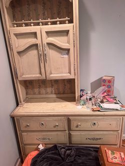 Children’s white dresser with book case