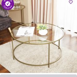 Gold Glass Top Coffee Table 