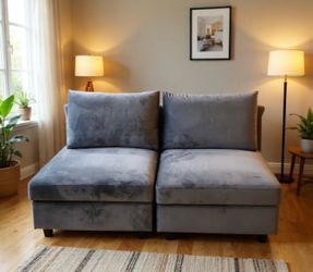 Armless Velvet Sofa