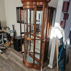 Wooden Cabinet With Glass Shelves 