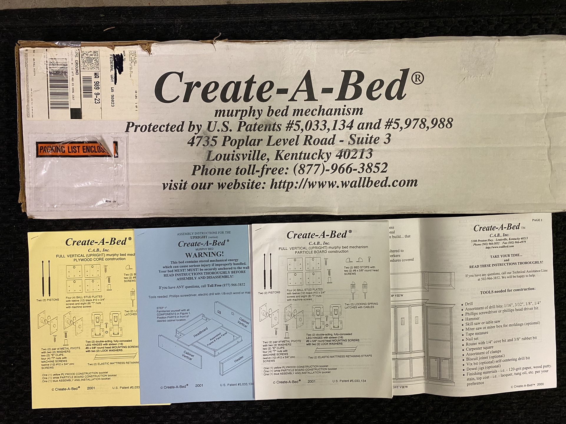 Creat-a-Bed Murphy Bed Mechanism 