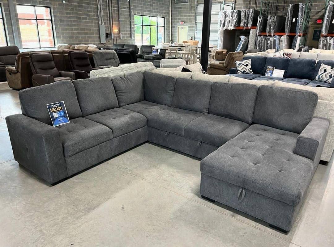 L-Shaped Sectional Sofa Bed Sleeper Couch with Chaise, Pull Out Bed & Storage – Gray Convertible