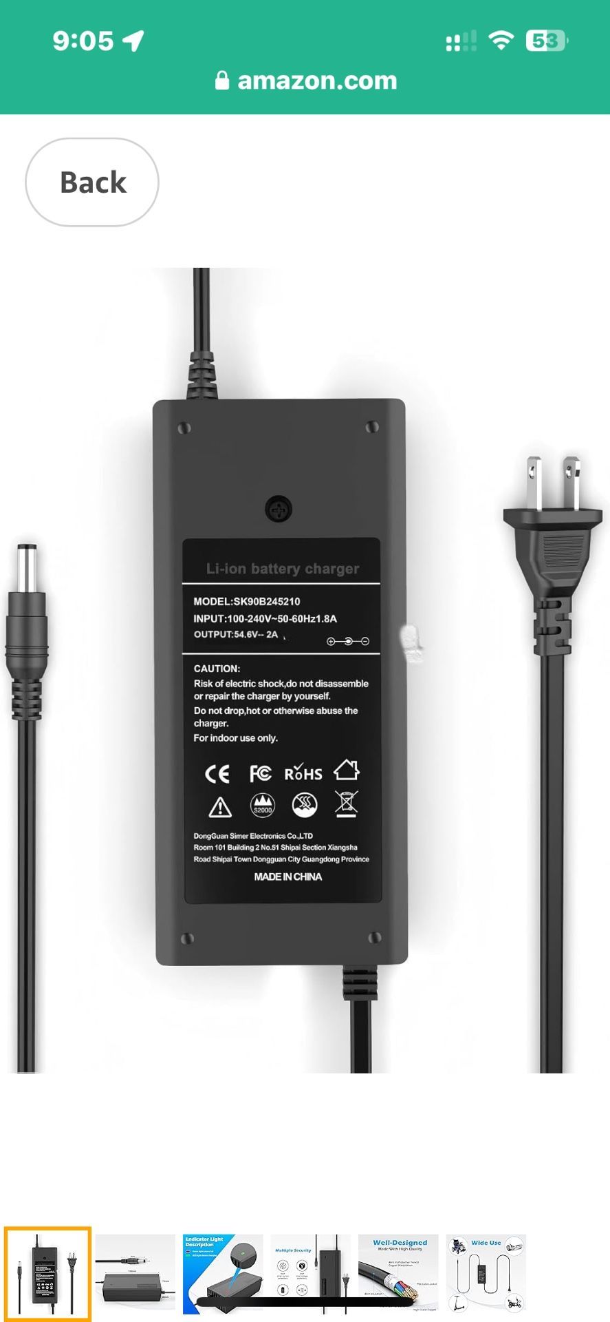 48v Li-on E-bike Charger 5$
